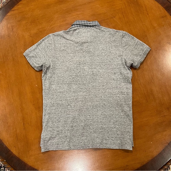 Diesel Men’s Short-Sleeve Gingham Collar Polo Heather Gray Medium Slim Cut Black - Picture 4 of 16